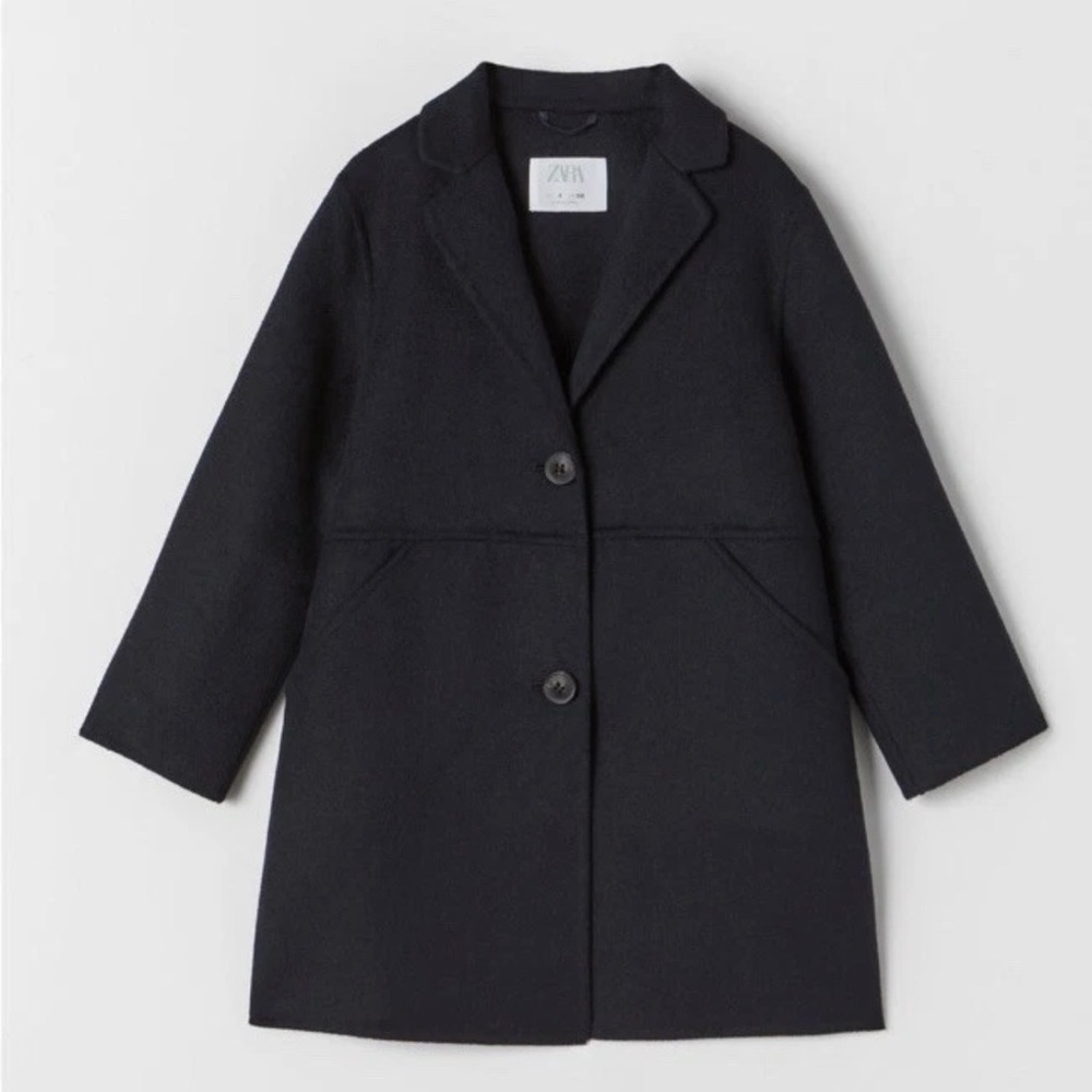 Zara Navy Blue Wool Blend Boys Coats Size 13-14